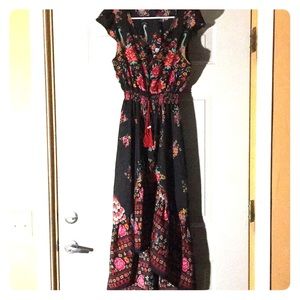 Floral Peacock Button Up Duster